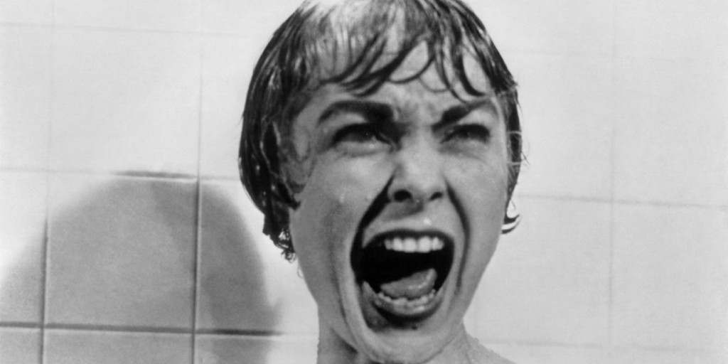The iconic scene of Janet Leigh in the shower in Psycho (1960)