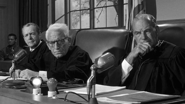 Spencer Tracy sitting in judgment in Judgment at Nuremberg