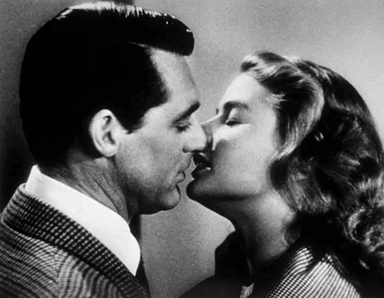 Ingmar Bergman and Cary Grant kissing in Notorious