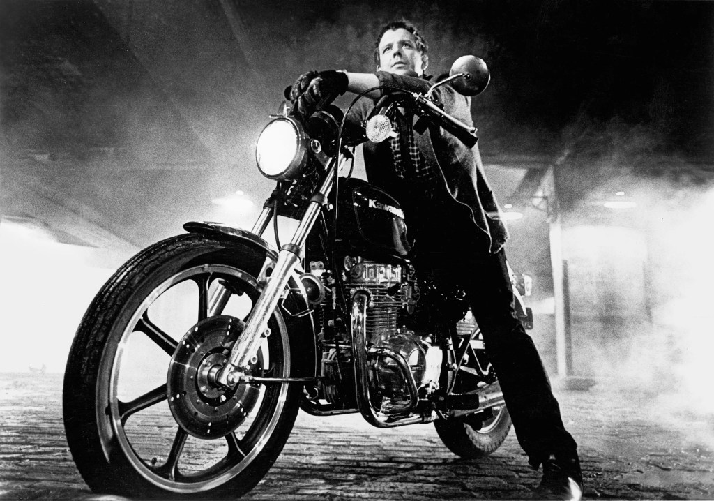 Mickey Rourke on a motorbike