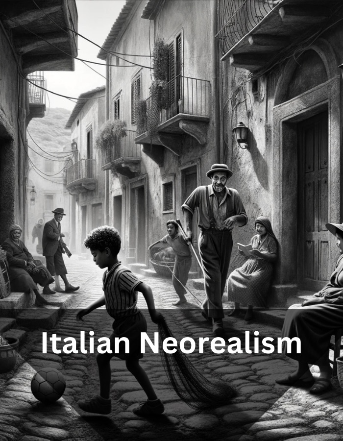 Illustrated depiction of Italian neorealism