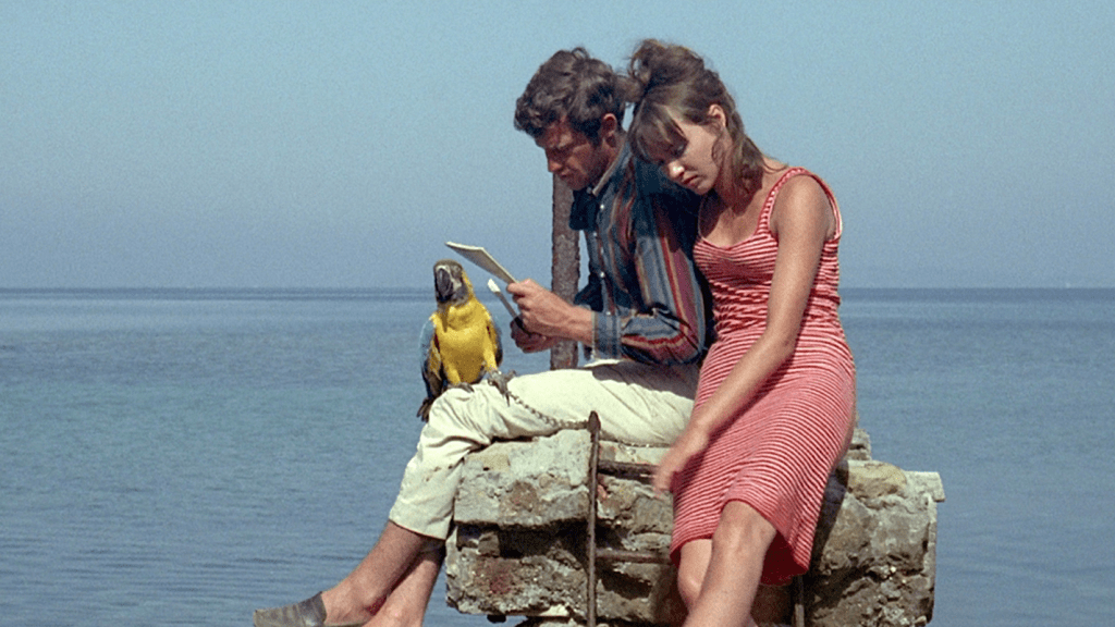 Jean-Paul Belmondo and Anna Karina in Jean-Luc Godard's Pierrot Le Fou (1965)